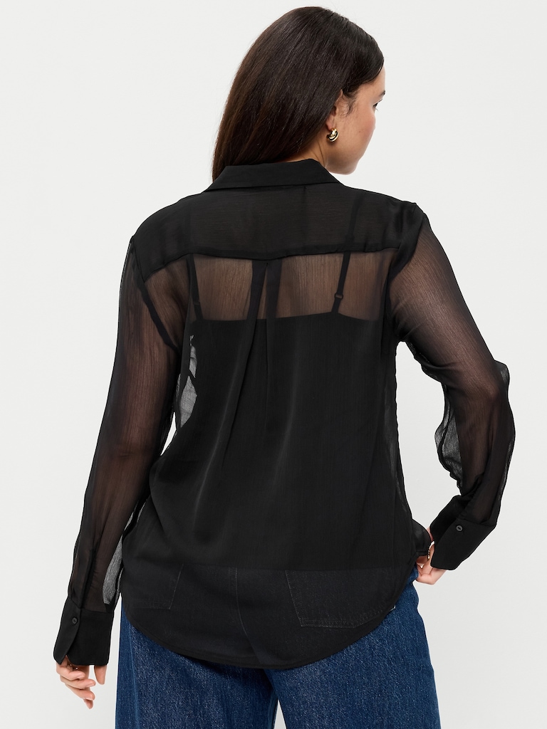 Chiffon Button-Down Shirt