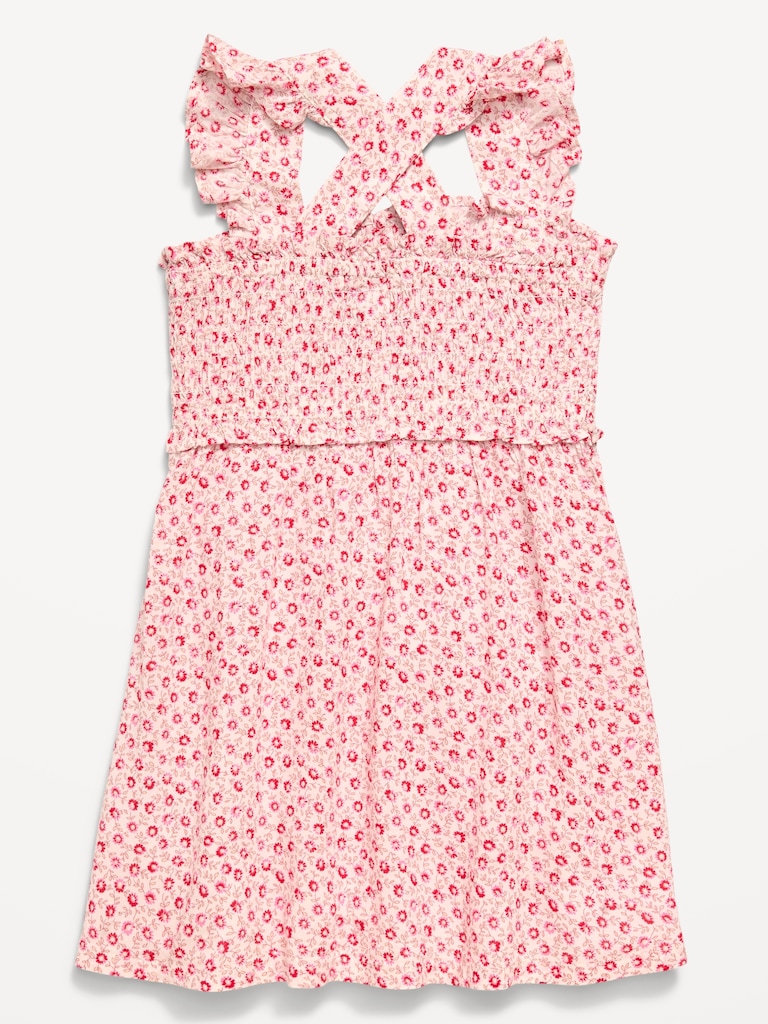Printed Sleeveless Smocked Dress for Toddler Girls