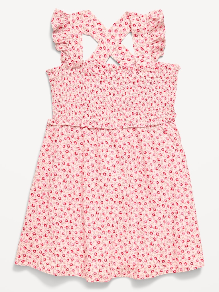 Printed Sleeveless Smocked Dress for Toddler Girls