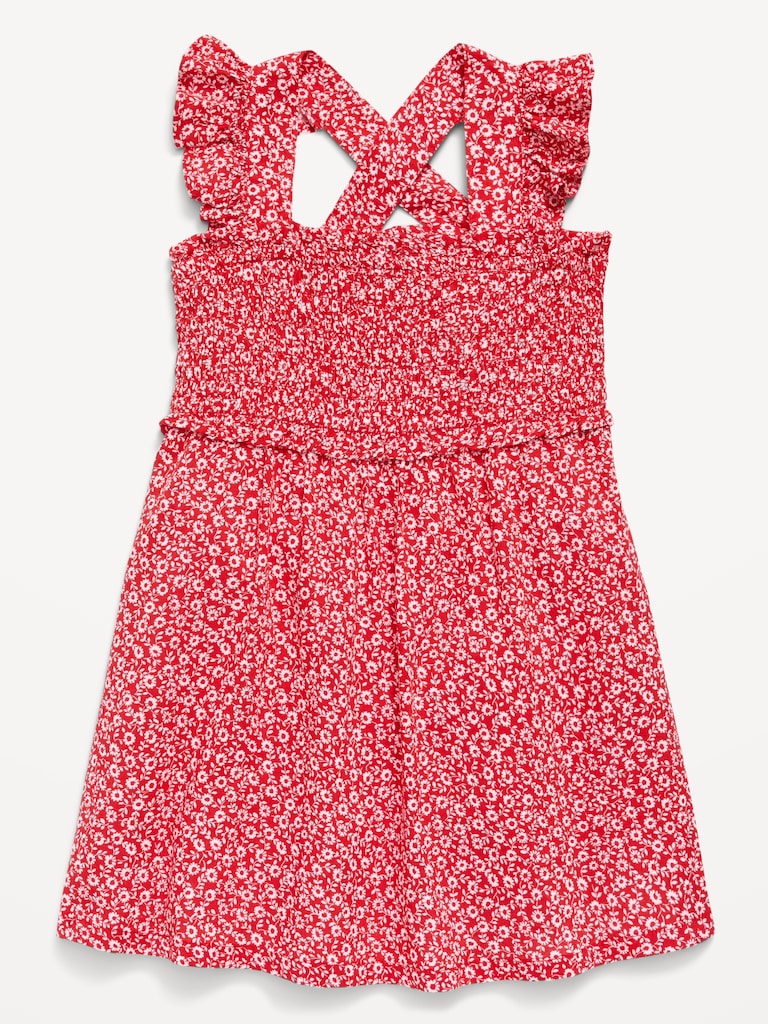 Printed Sleeveless Smocked Dress for Toddler Girls