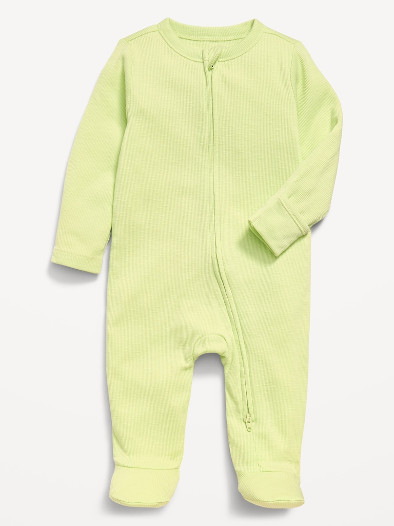 Ribbed 2-Way-Zip Sleep & Play Footed One-Piece for Baby