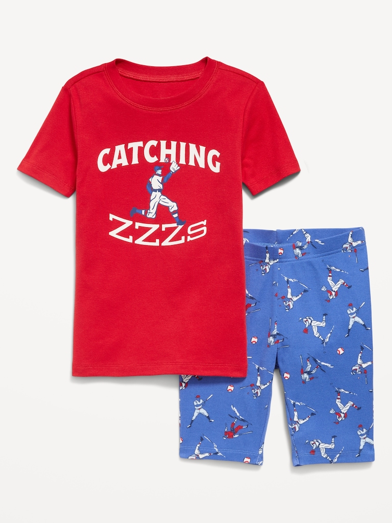 Gender-Neutral Snug-Fit Graphic Pajama Set for Kids