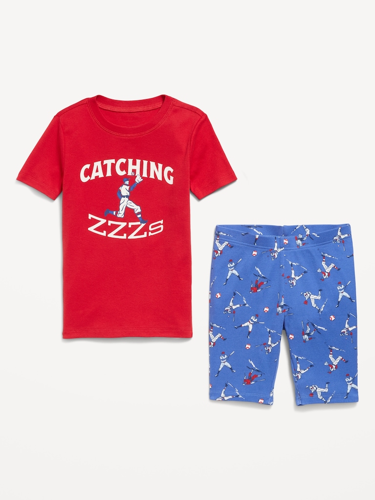 Gender-Neutral Snug-Fit Graphic Pajama Set for Kids
