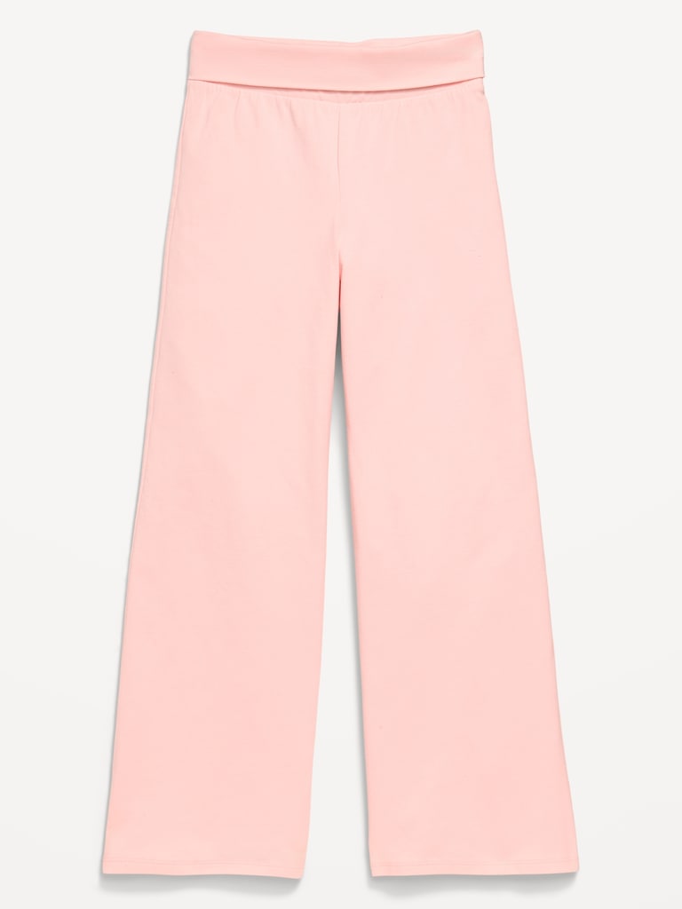 Pantalon à jambe large en tricot de jersey à rabat pour fille