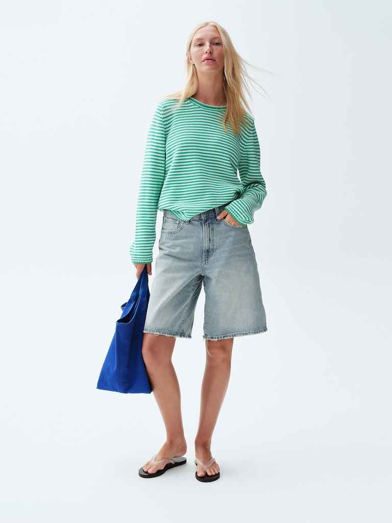 11" Mid Rise Longline Denim Shorts