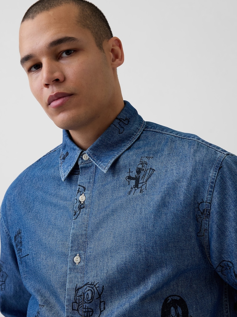 Jean-Michel Basquiat Printed Denim Shirt