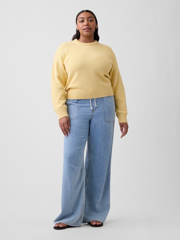Mid Rise Soft Pull-On Wide-Leg Jeans