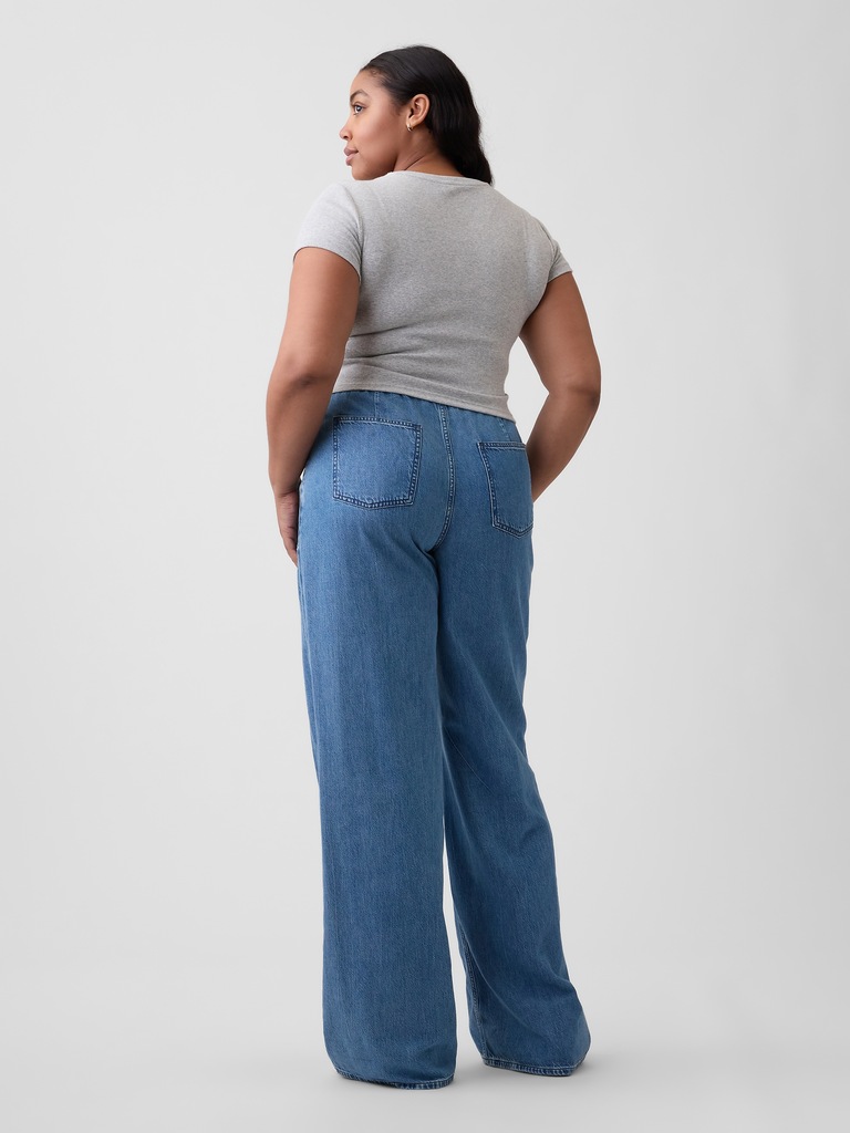 Mid Rise Pull-On SuperLight Wide-Leg Jeans