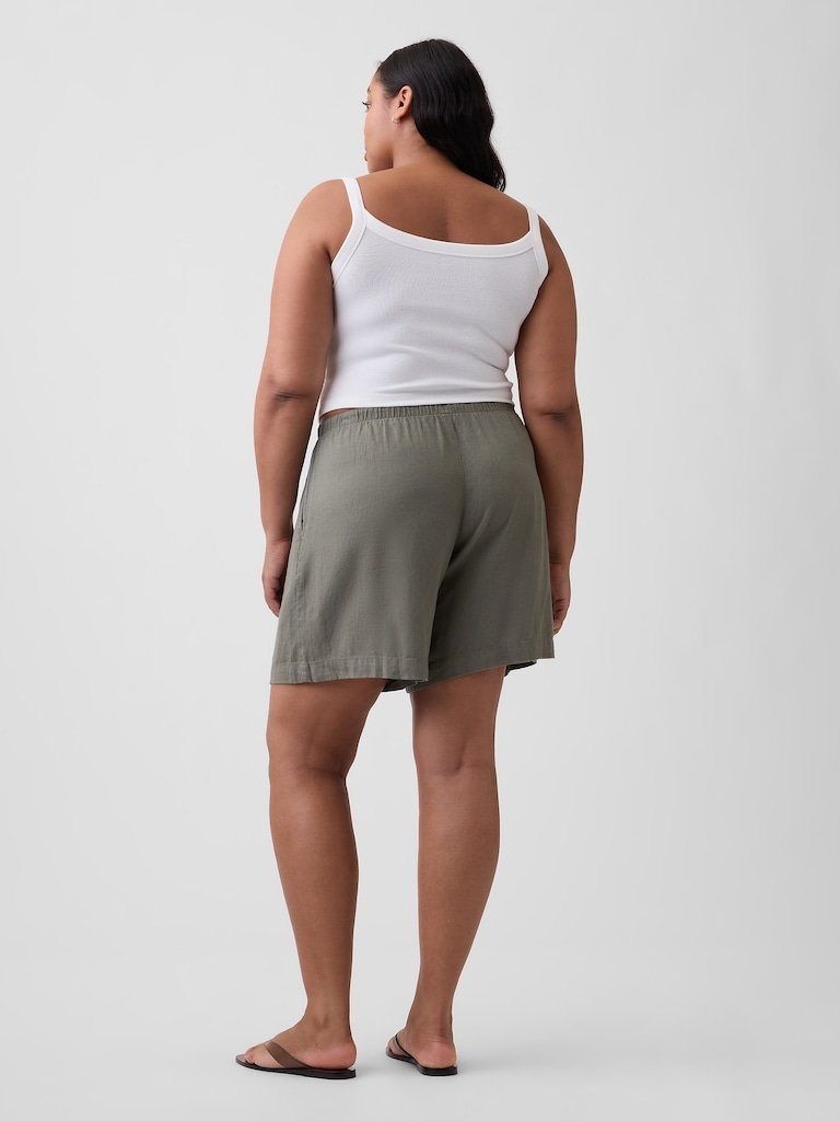 4" High Rise Pull-On Linen-Blend Shorts