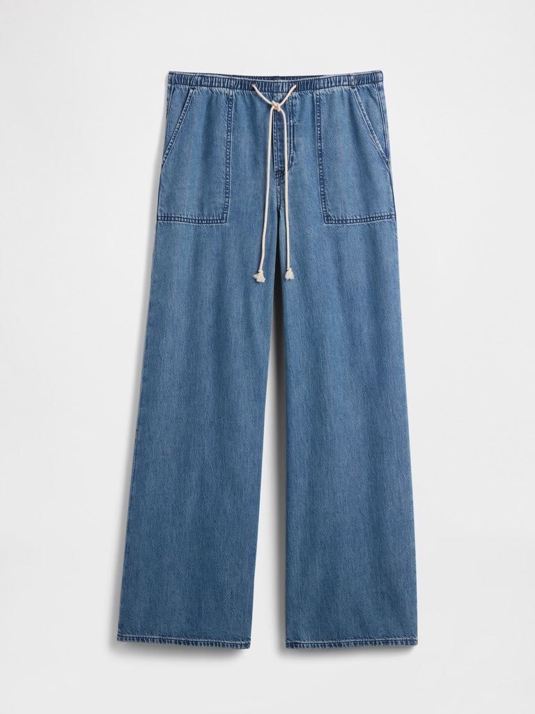 Mid Rise Pull-On SuperLight Wide-Leg Jeans