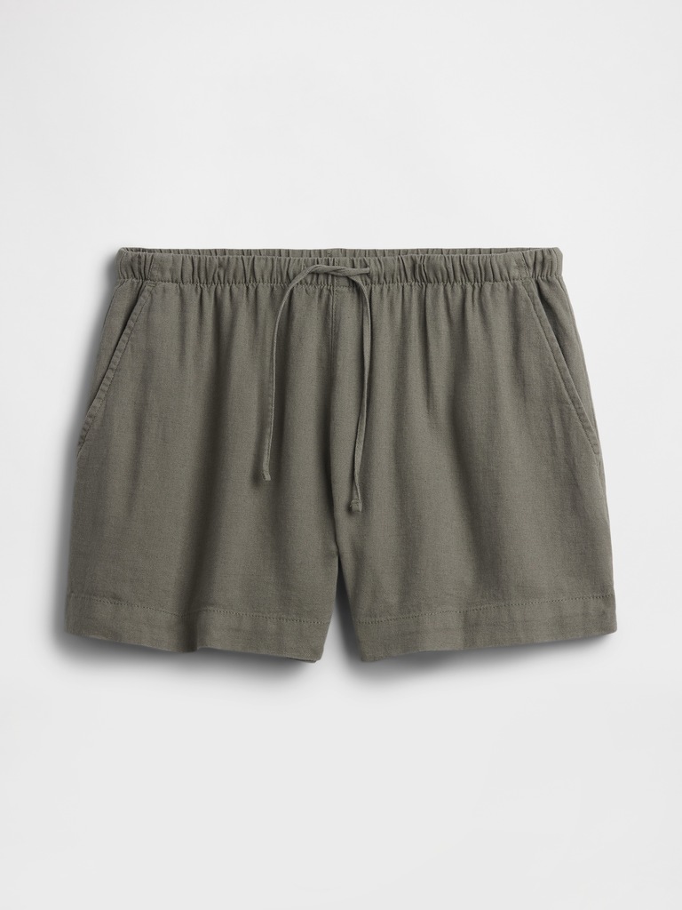 4" High Rise Pull-On Linen-Blend Shorts