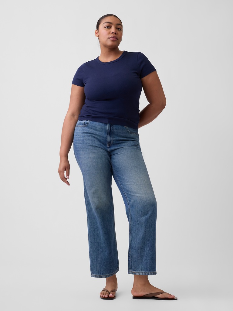 Low Slung SuperSoft Relaxed Straight Crop Jeans