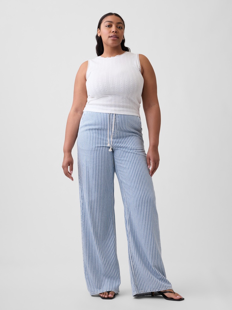 Mid Rise Pull-On SuperLight Wide-Leg Jeans