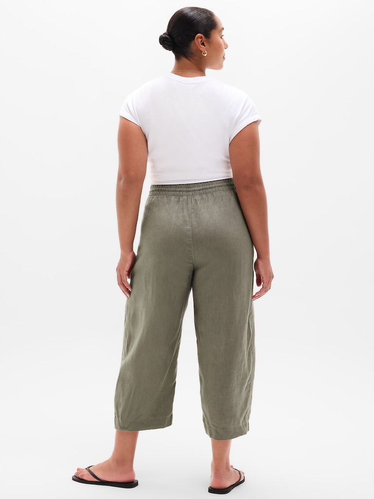 Retreat Linen Easy Barrel Crop Pant