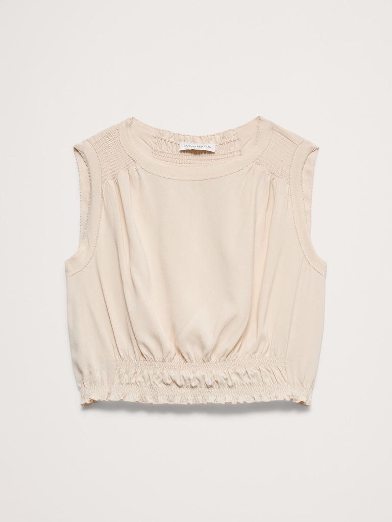 Smocked Georgette Cropped Tank