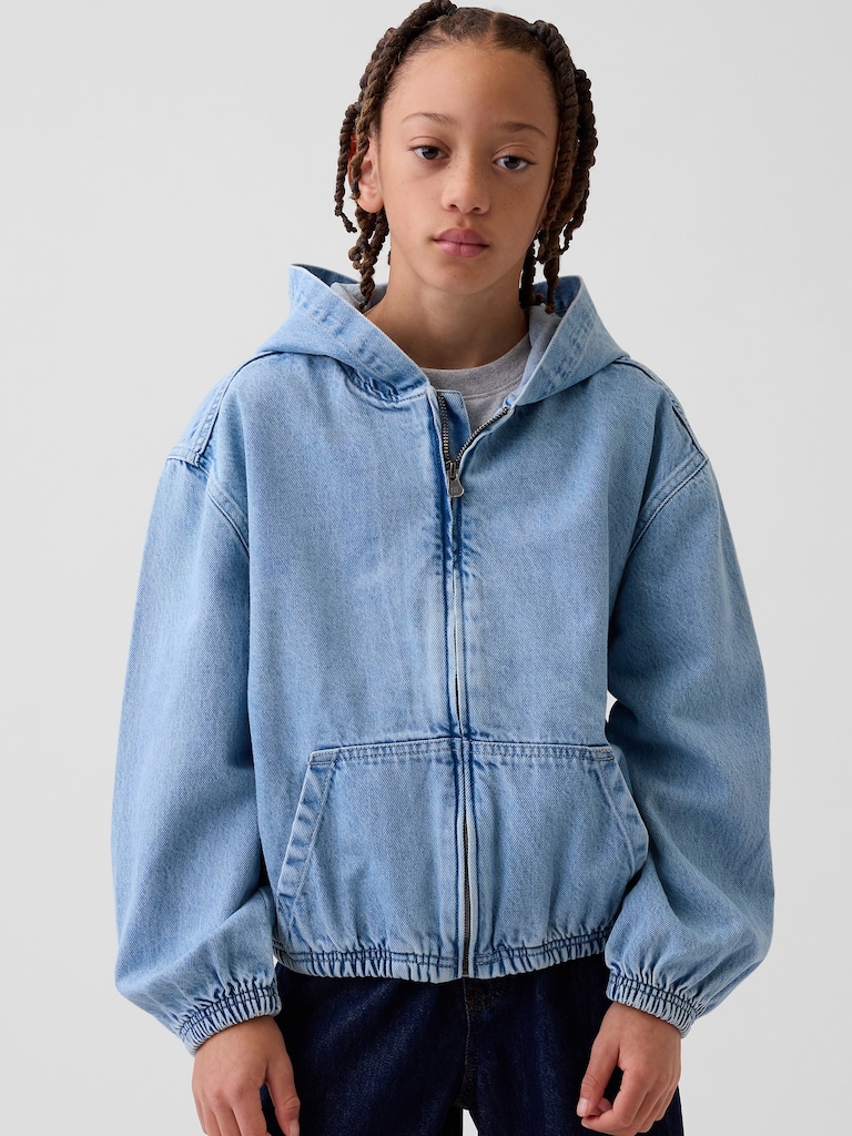 Kids Denim Relaxed Hooded Jacket