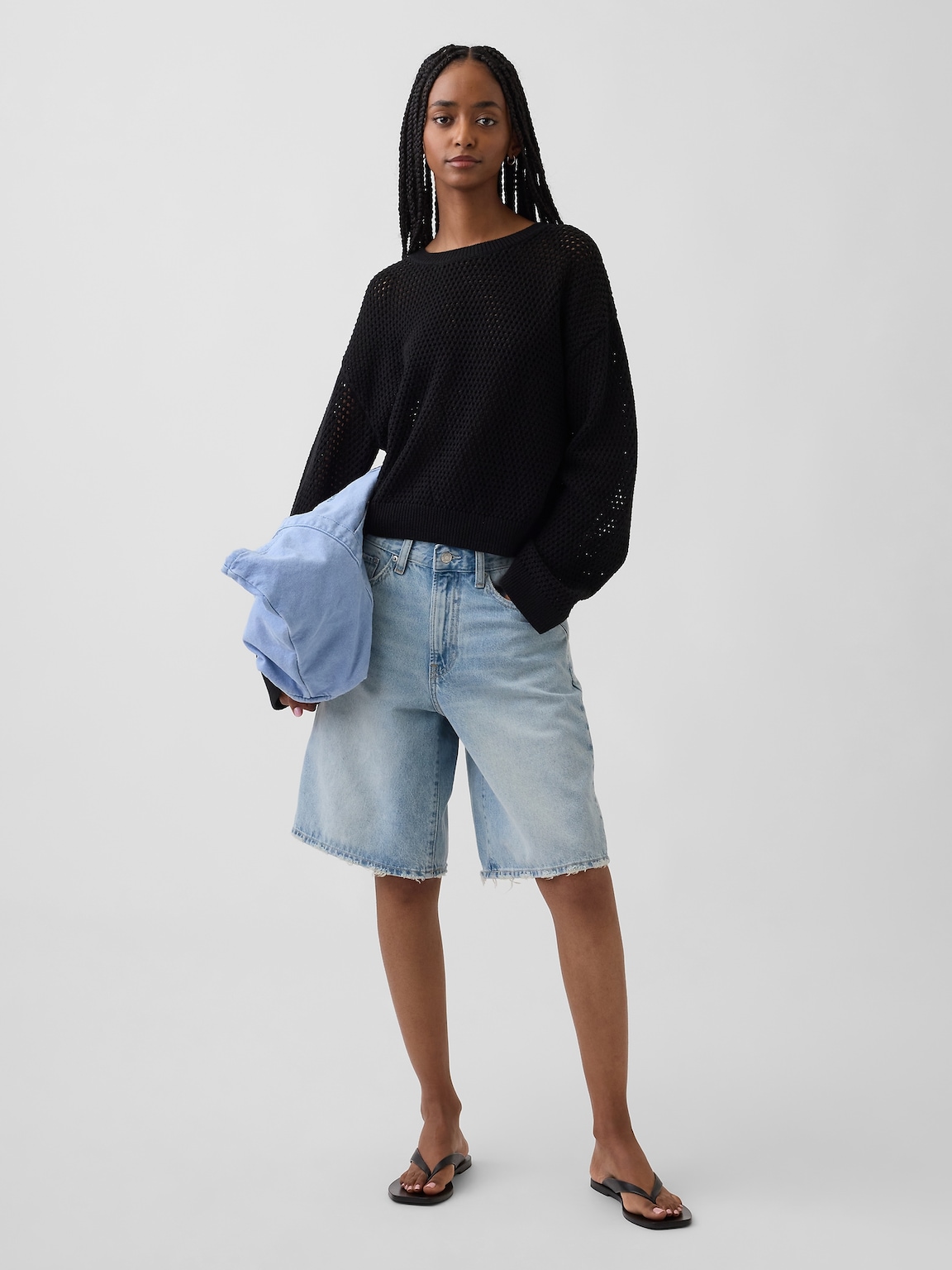 100% Cotton Crochet Relaxed Sweater