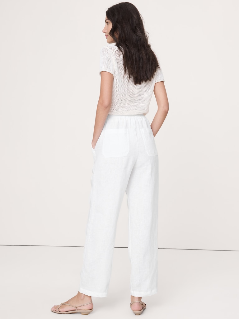 The Getaway Straight-Leg Pull-On Pant in Linen