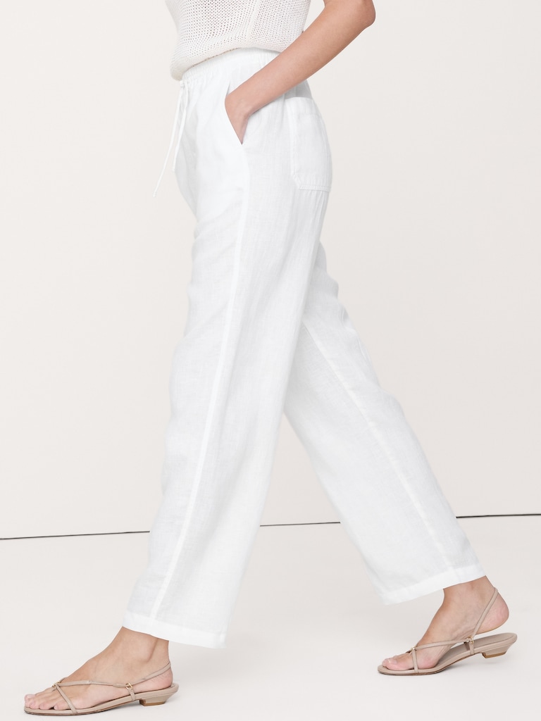 The Getaway Straight-Leg Pull-On Pant in Linen