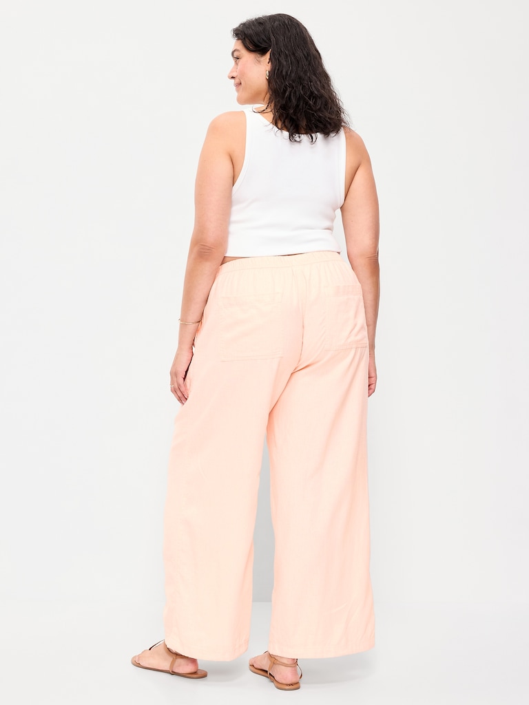Mid-Rise Linen-Blend Cinched-Ankle Pants