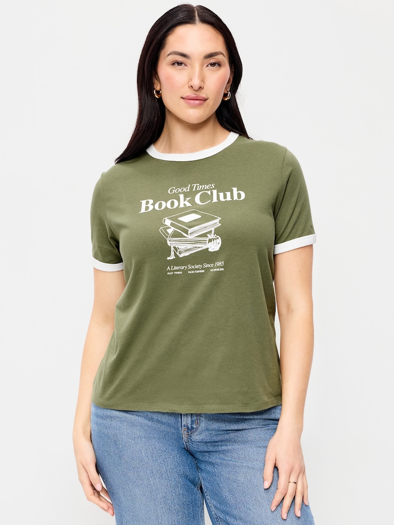 EveryWear Crew-Neck Graphic Ringer T-Shirt