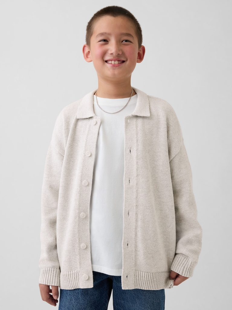 Kids Relaxed Polo Cardigan Sweater