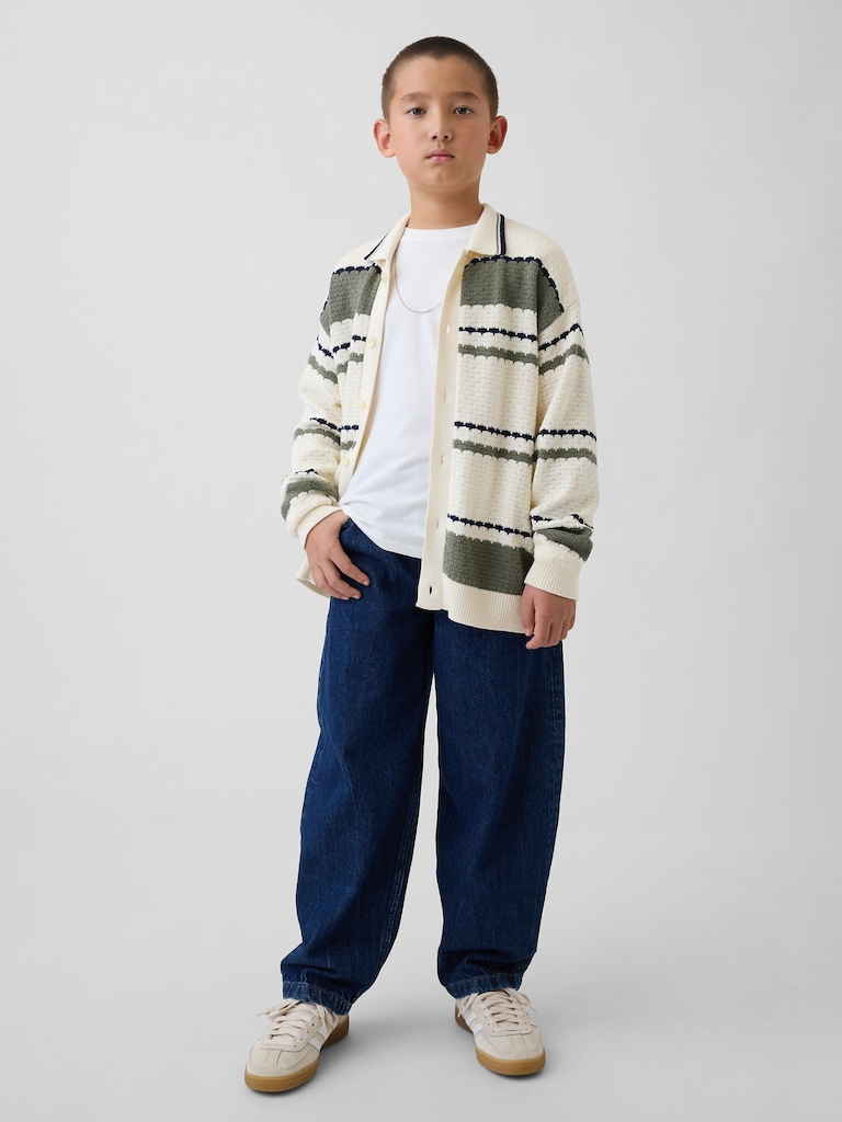 Kids Relaxed Polo Cardigan Sweater