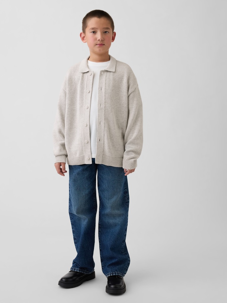 Kids Relaxed Polo Cardigan Sweater
