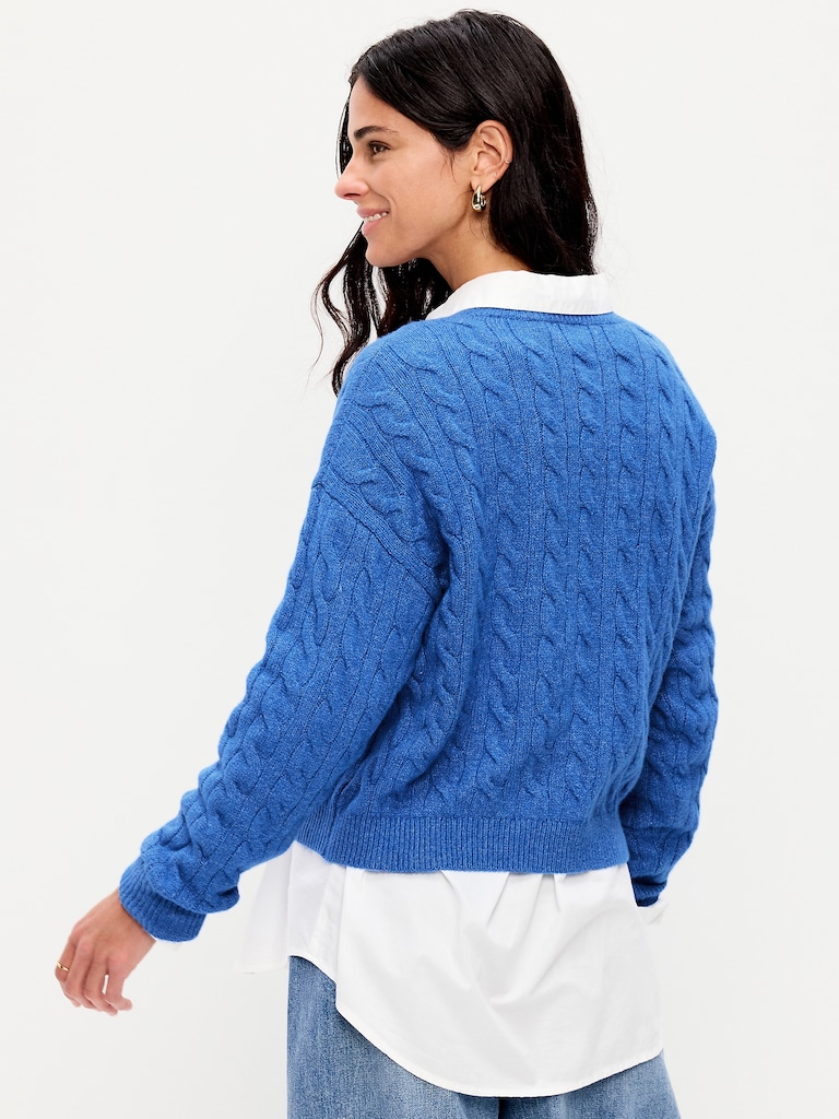 Old Navy x The Devil Wears Prada SoSoft Cerulean Cable-Knit Sweater