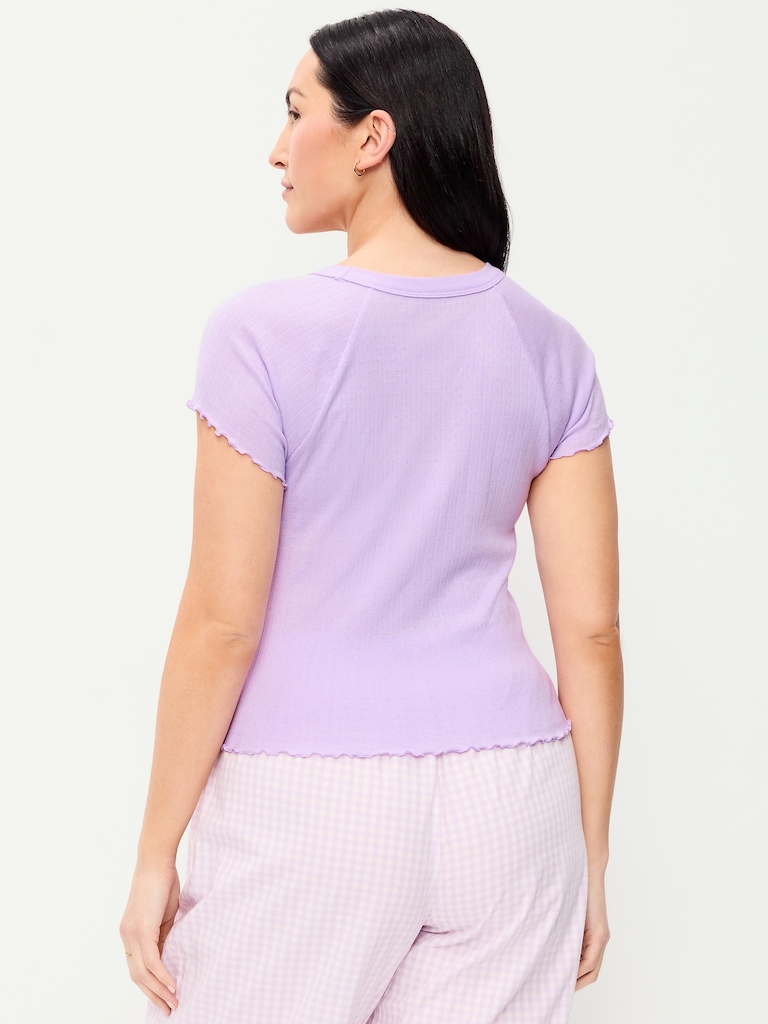 Short-Sleeve Pointelle Sleep Top