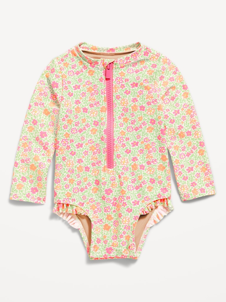Long-Sleeve Rashguard Swim One-Piece for Baby