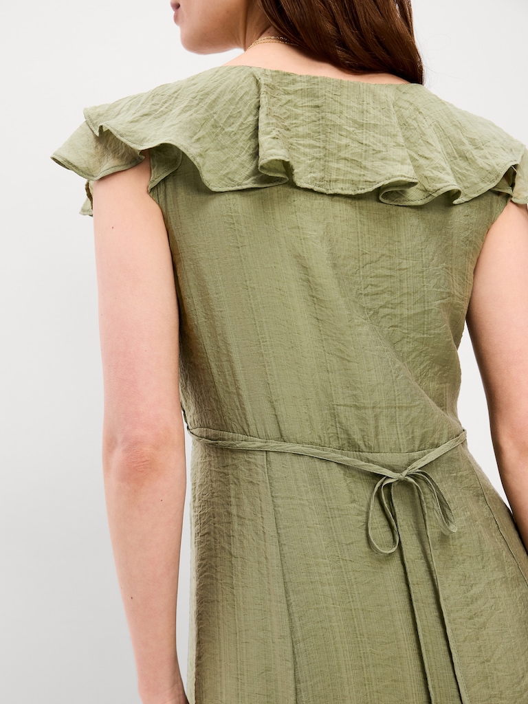 Ruffle-Sleeve Fit & Flare Midi Dress