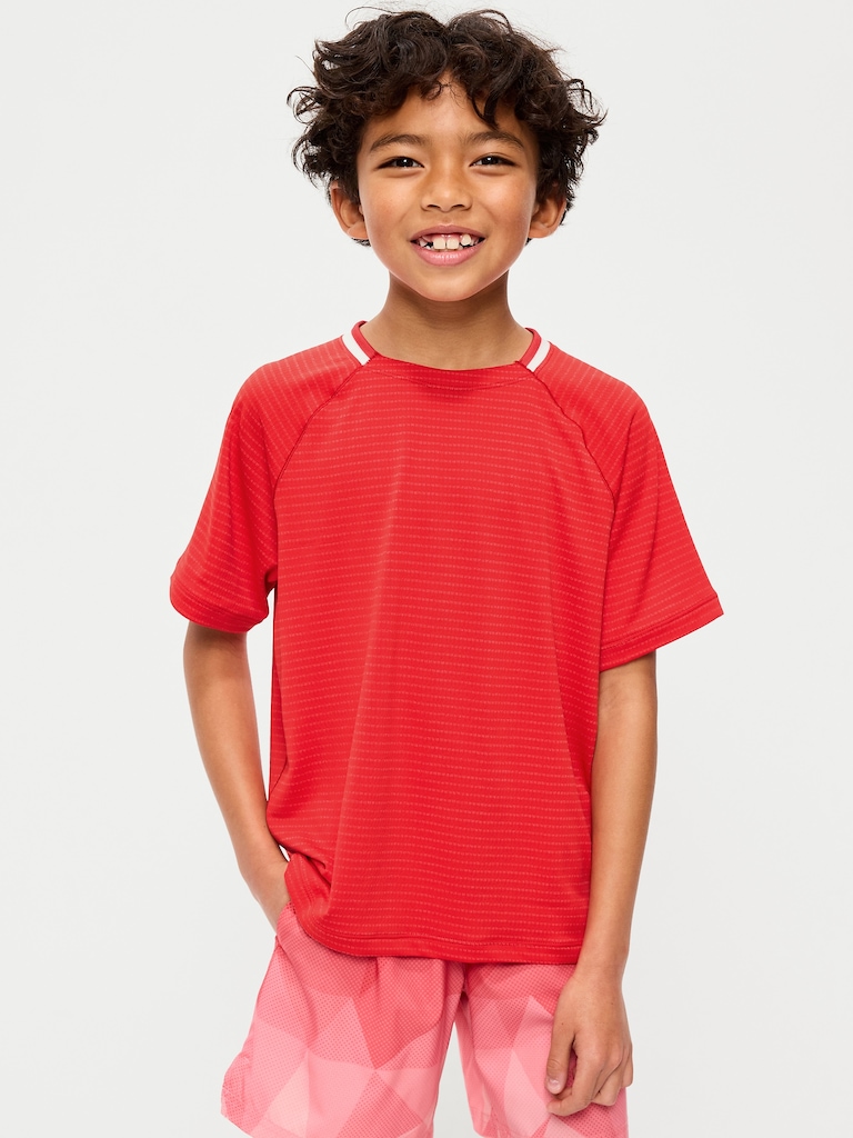 Short-Sleeve Textured Mesh Performance T-Shirt for Boys