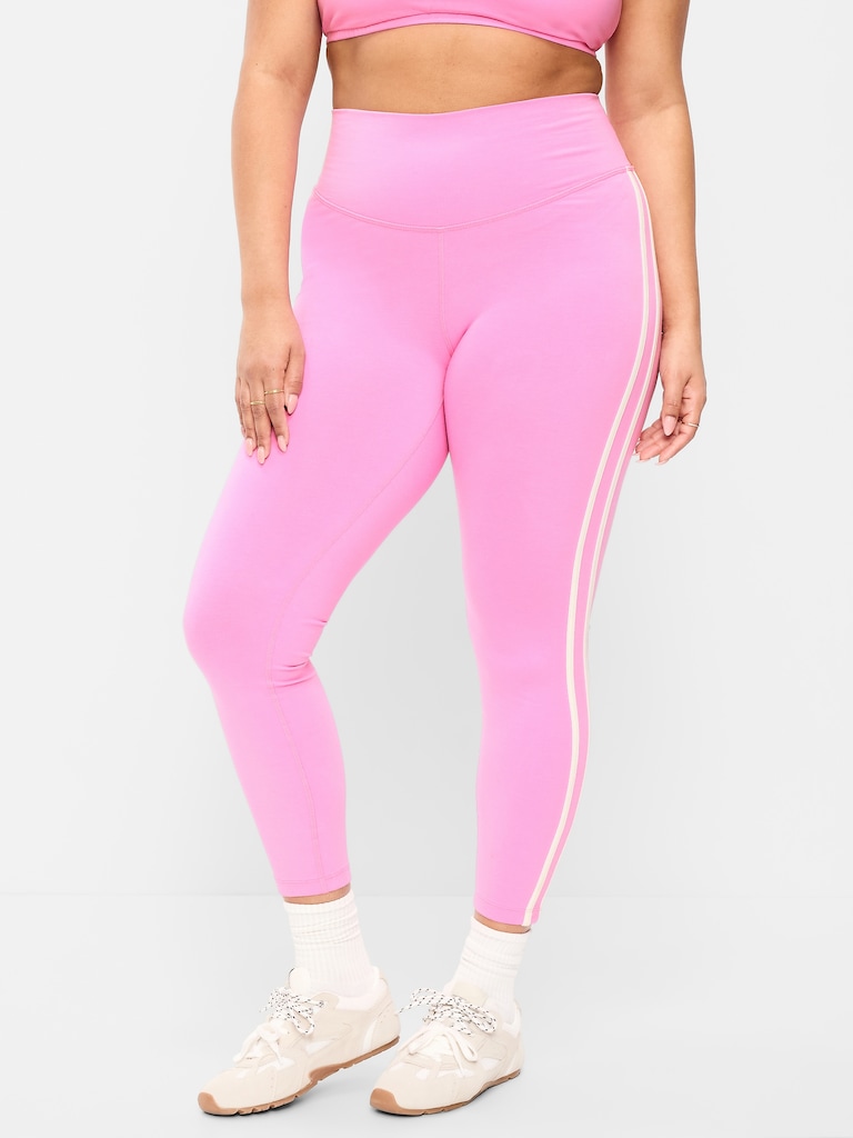 High-Waisted PowerChill Side-Striped 7/8 Cotton Leggings