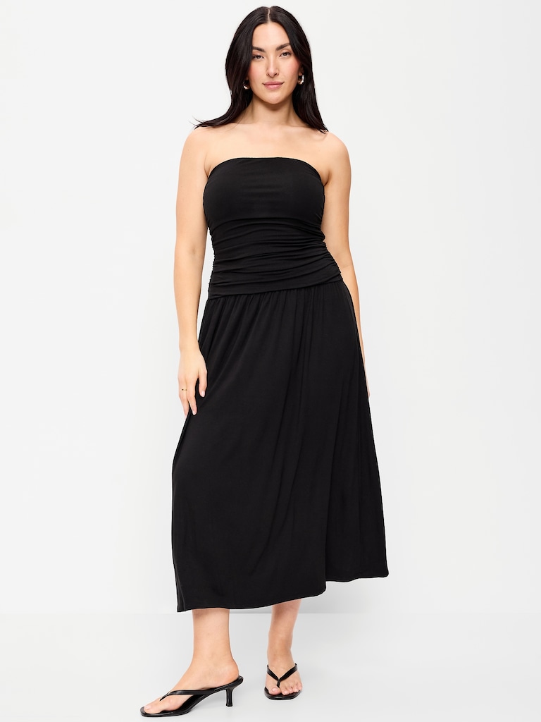Fit & Flare Drop-Waist Maxi Tube Dress
