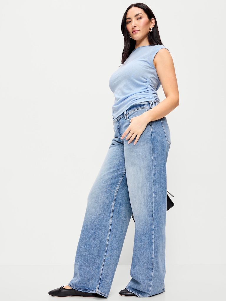 Cap-Sleeve Shirred Side Top