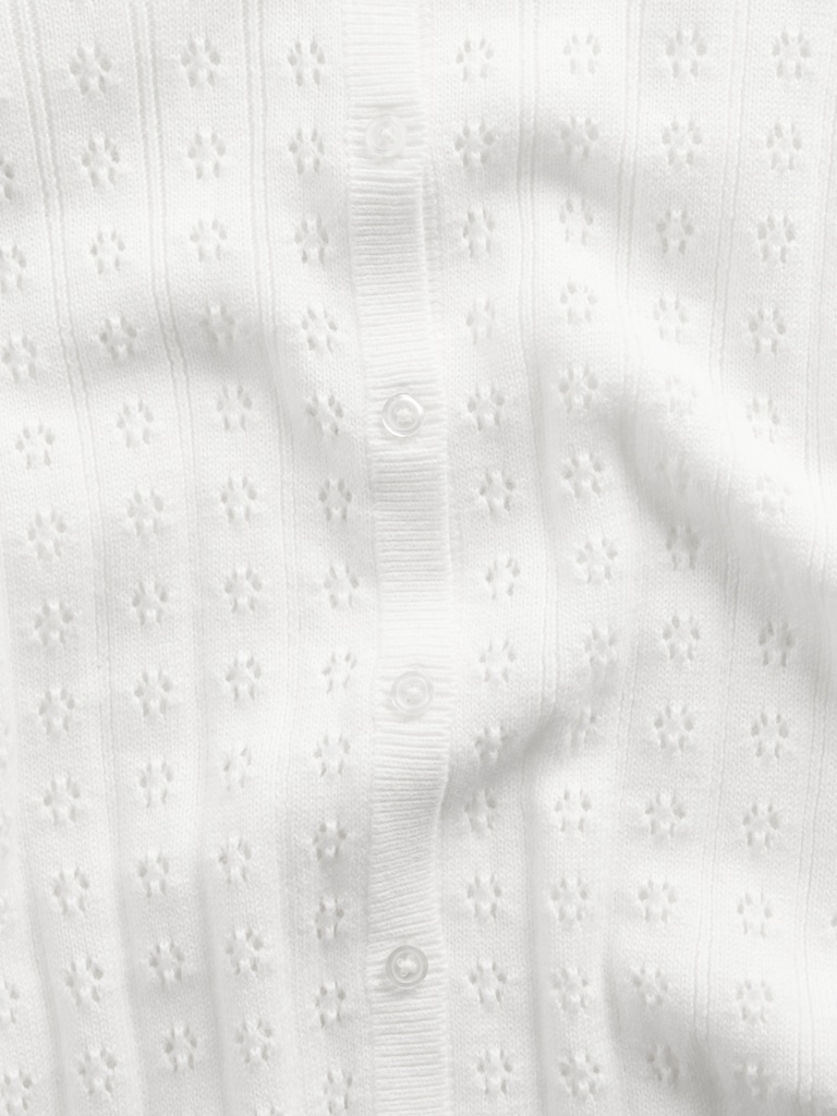 100% Cotton Pointelle Crop Cardigan