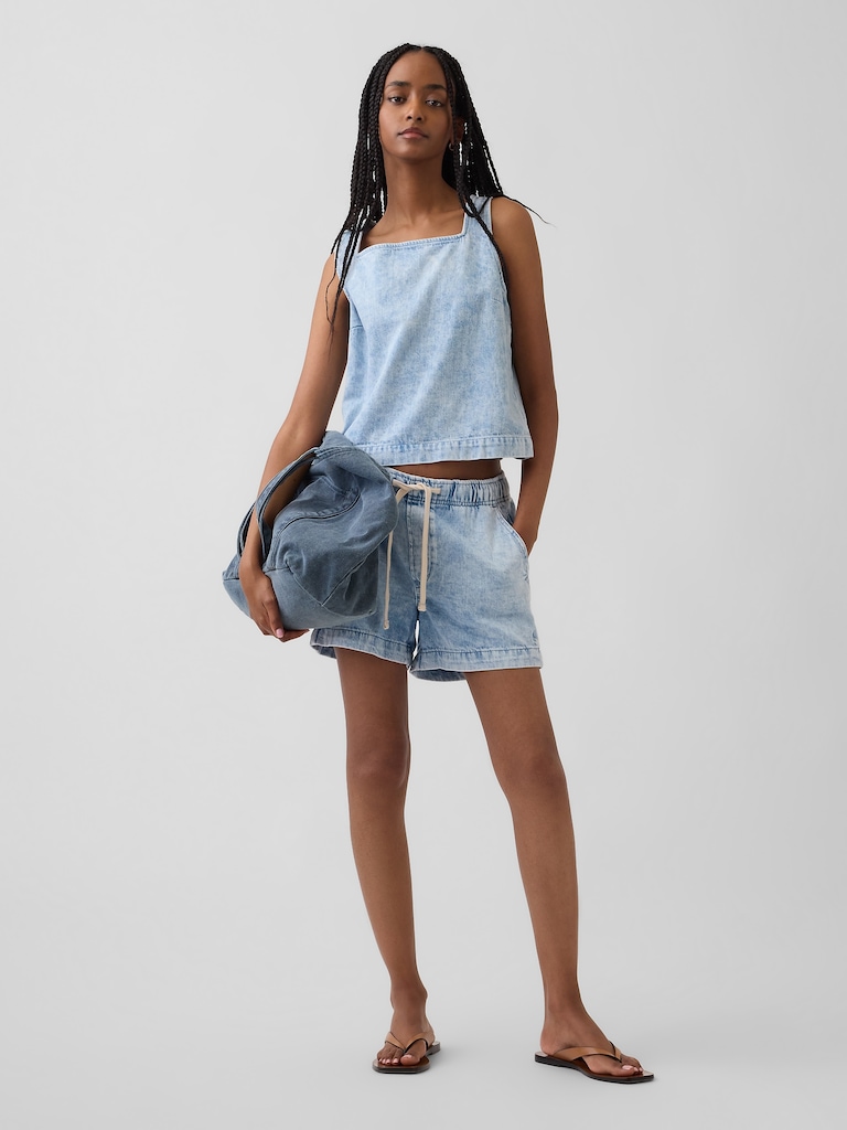 Denim Crop Shell Tank Top