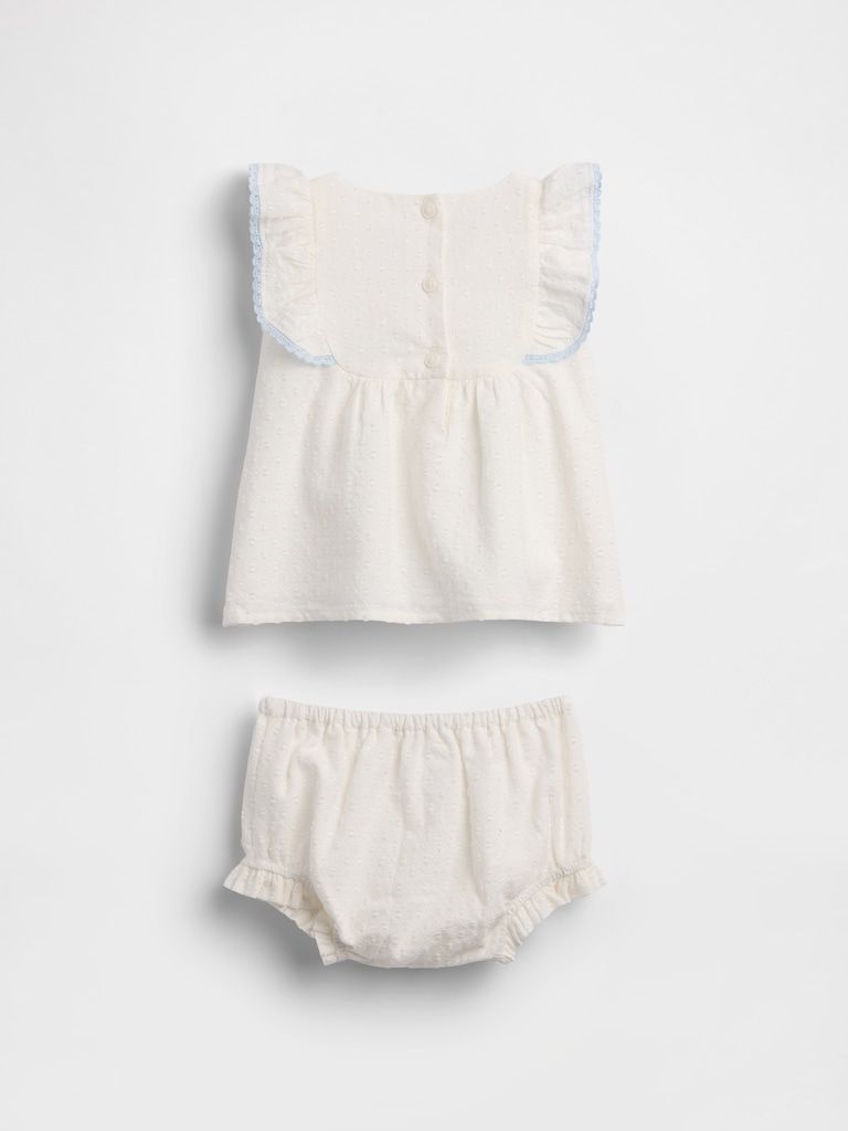 Baby Eyelet Bib Outfit Set