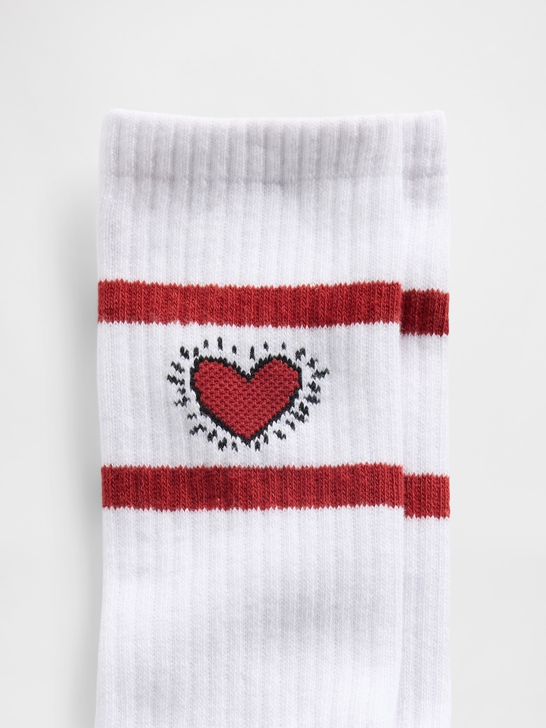 Keith Haring Heart Crew Socks