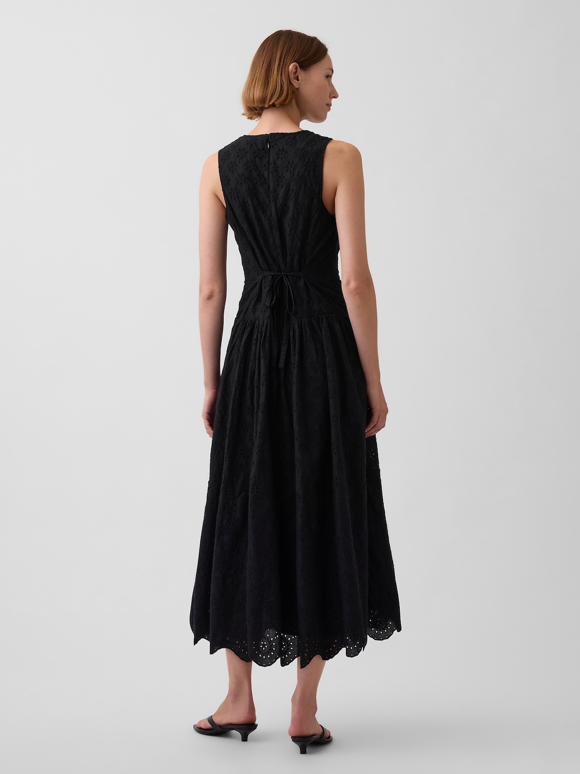 Eyelet Drop-Waist Maxi Dress