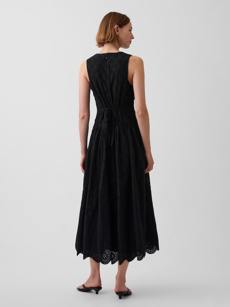 Eyelet Drop-Waist Maxi Dress
