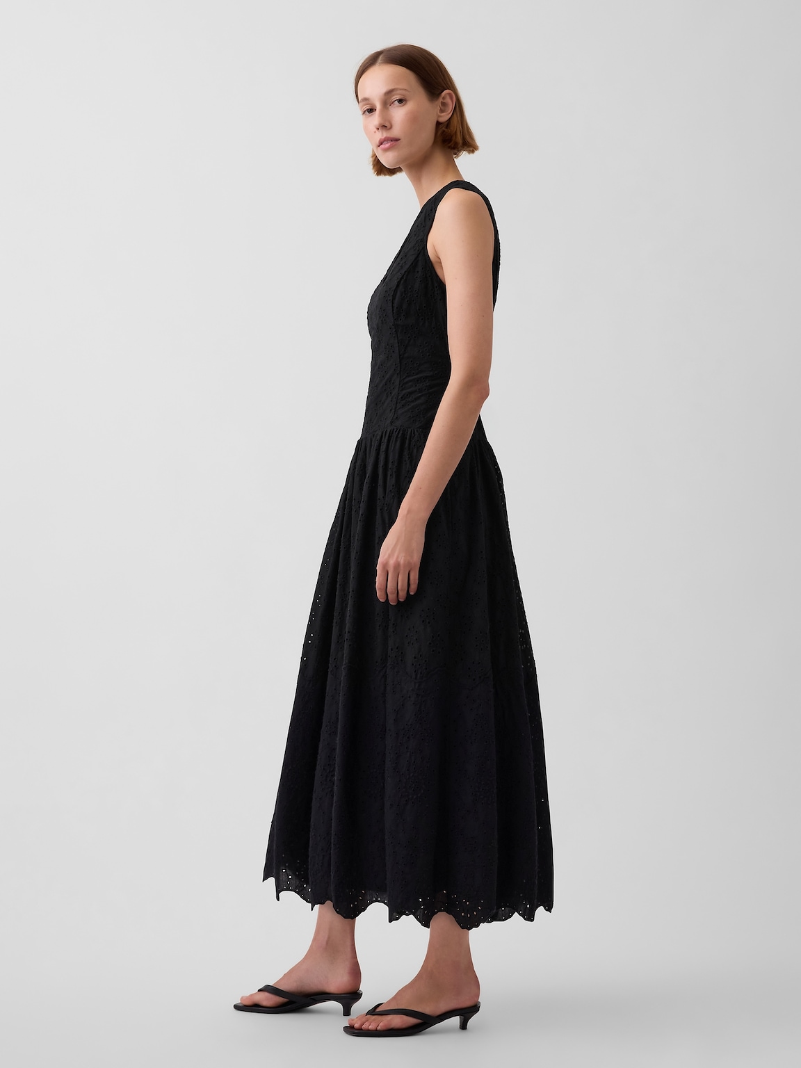 Eyelet Drop-Waist Maxi Dress