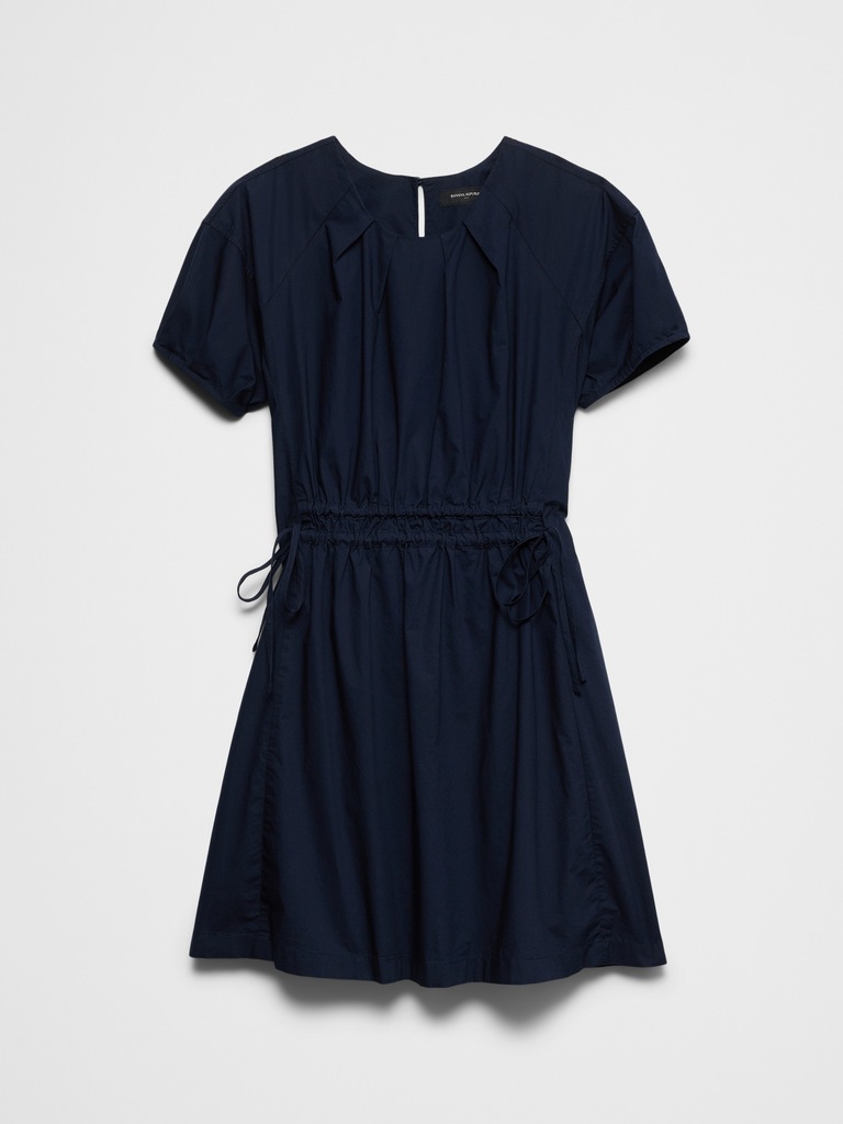 Poplin Pleated Mini Dress