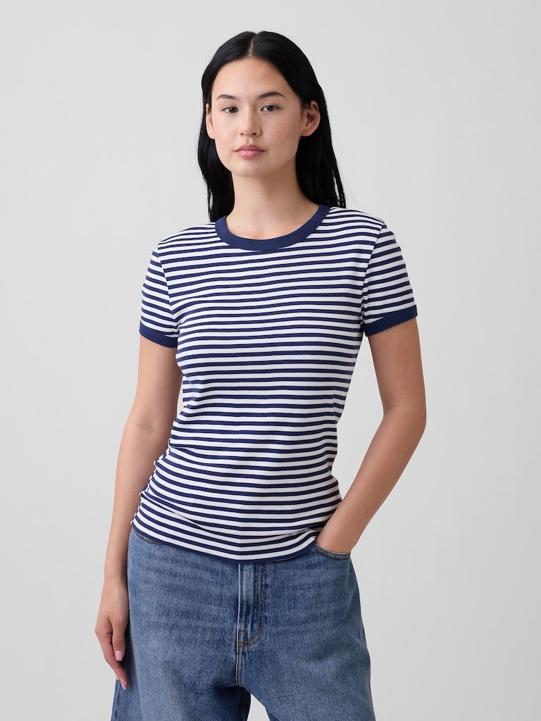 Modern Ribbed Crewneck T-Shirt