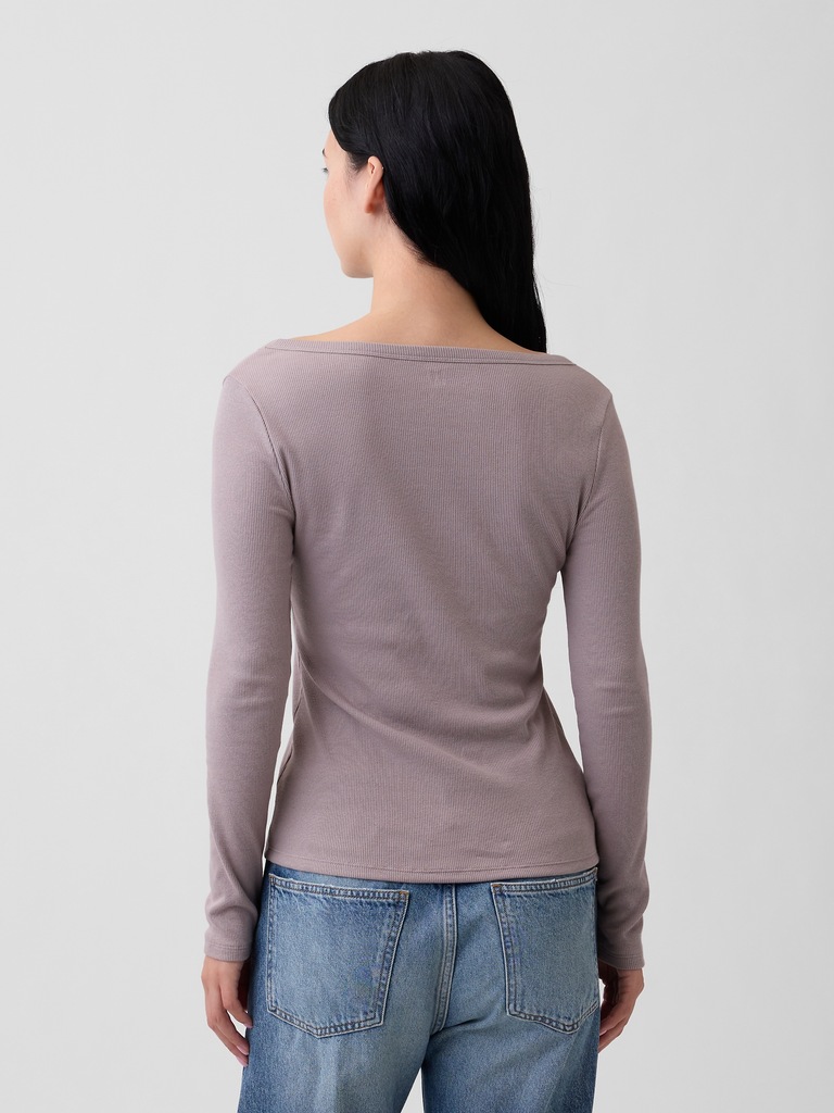 Ribbed V-Neck T-Shirt