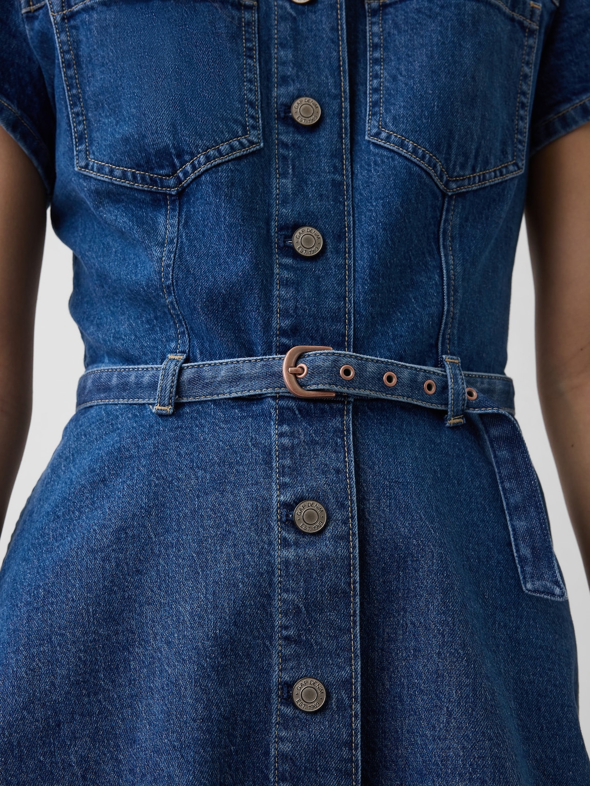 Denim Belted Mini Shirtdress