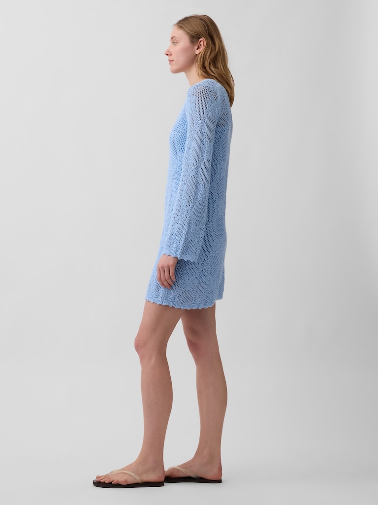 Pointelle Mini Sweater Dress