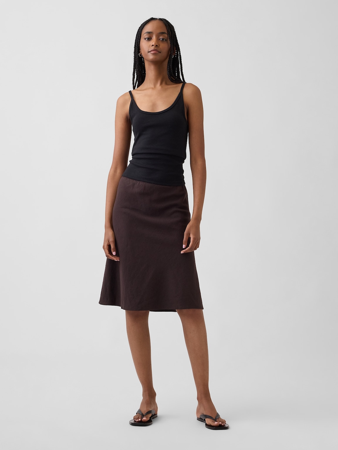 Linen-Blend Bias-Cut Skirt