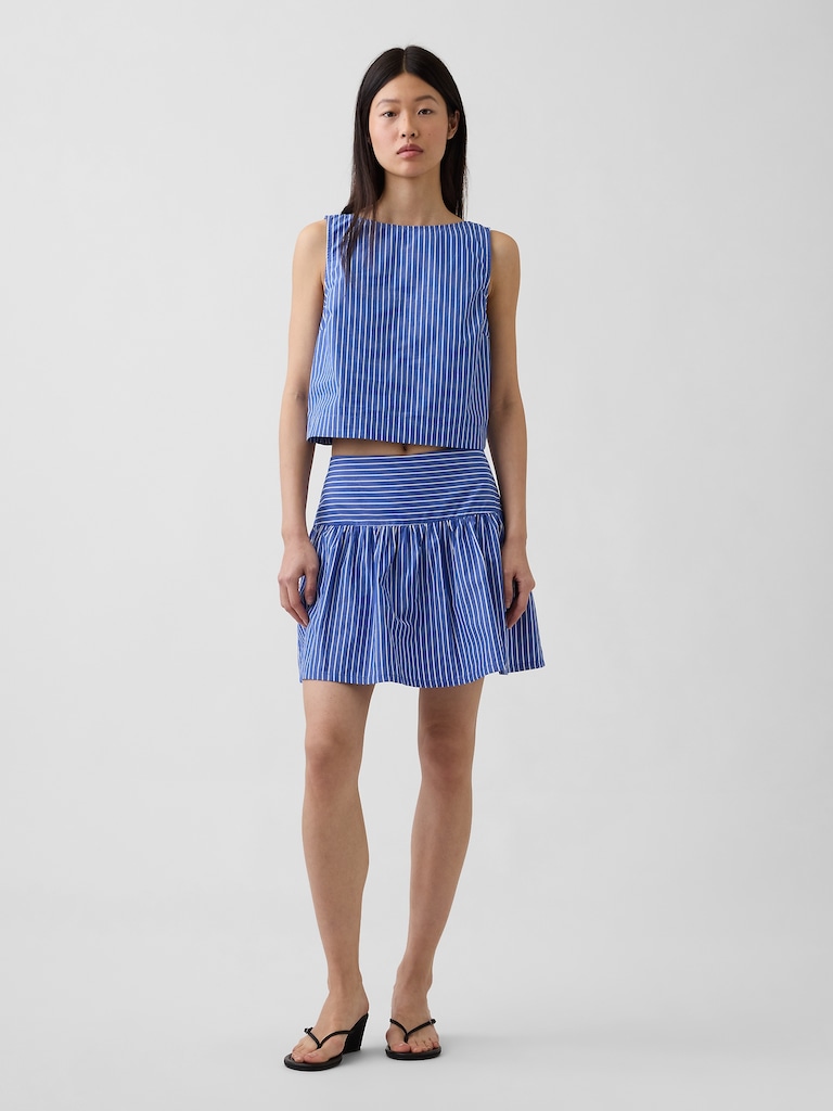 Poplin Drop-Waist Mini Skort